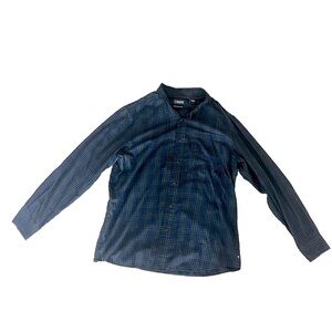 chaps blue plaid button down dress shirt